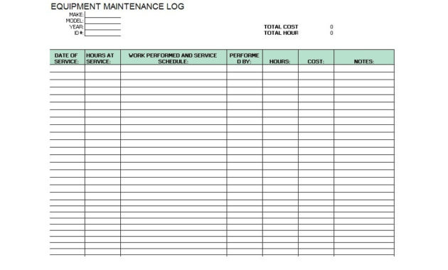 Machine Service Repair Log Throughout Amazing Machine Maintenance Log Template