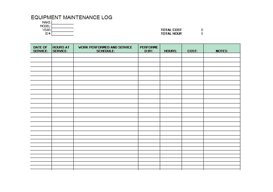 Machine Service Repair Log Throughout Amazing Machine Maintenance Log Template