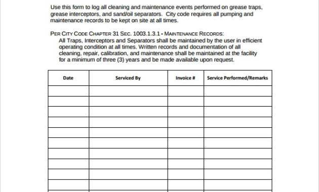 Maintenance Log Templates 14 Free Printable Word Excel Inside Best Heavy Equipment Maintenance Log Template