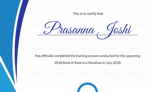 Marathon Training Certificate Design Template In Psd Word With Awesome Workshop Certificate Template