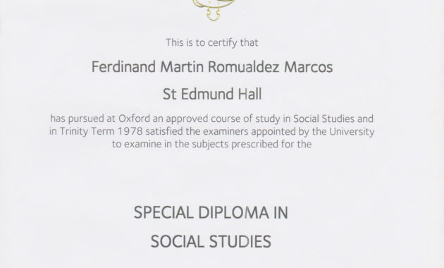 Marcos Special Diploma From Oxford Is Same As Bachelor'S With Quality Editable Certificate Social Studies