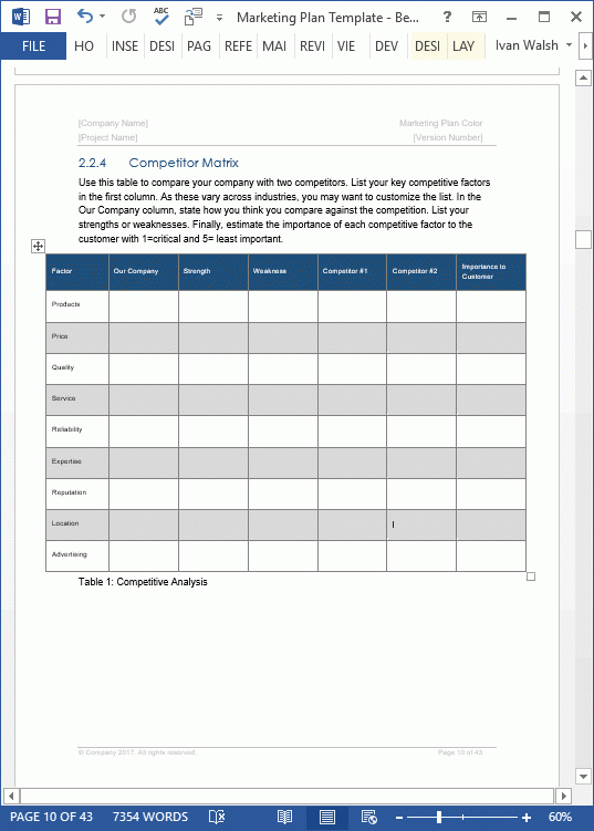 Marketing Plan Templates Ms Office Templates Forms Throughout Marketing Plan For Small Business Template
