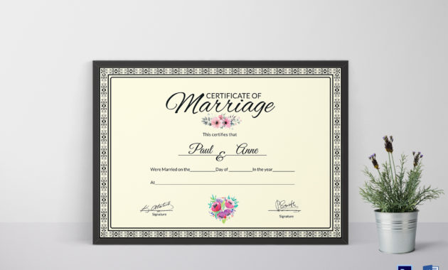 Marriage Certificate Design Template In Psd Word With Printable Marriage Certificate Template Word 10 Designs