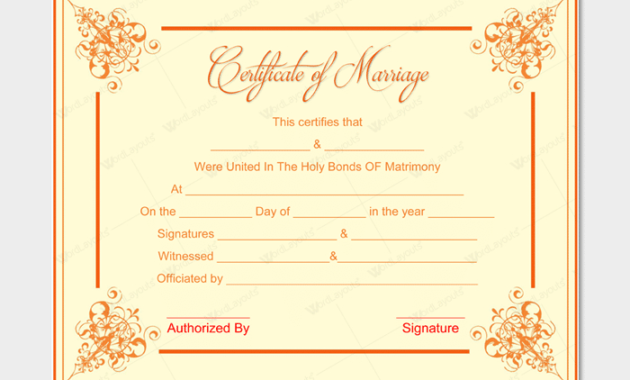 Marriage Certificate Template 22 Editable For Word Regarding Amazing Marriage Certificate Editable Templates