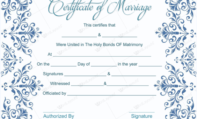 Marriage Certificate Template Microsoft® Word Dotxes For Printable Marriage Certificate Template Word 10 Designs