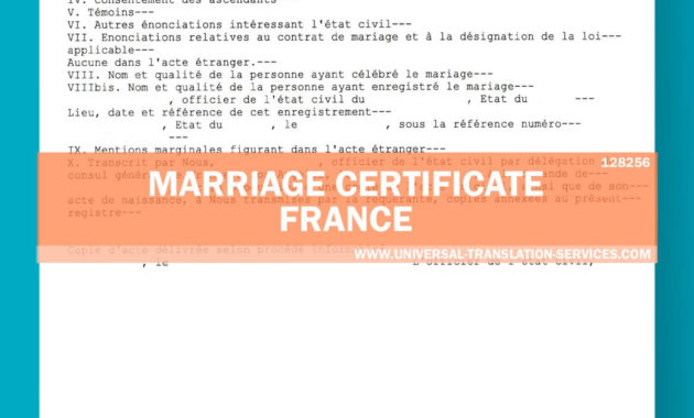 Marriage Certificate Translation Template French Language For Marriage Certificate Translation Template
