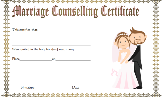 Marriage Counseling Certificate Template 7 Beautiful Within Printable Free Printable Best Husband Certificate 7 Designs