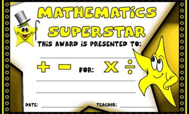 Math Awards Certificates Throughout Math Certificate Template 7 Excellence Award