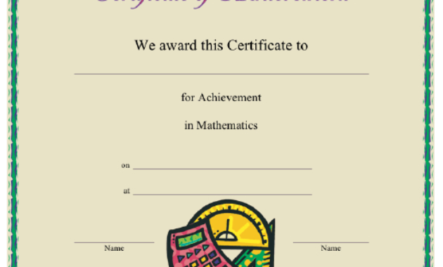 Mathematics Printable Certificate Throughout Quality Math Achievement Certificate Templates