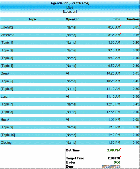 Meeting Agenda Planner Template Microsoft Excel Template With Regard To Best Agenda Template Word 2007