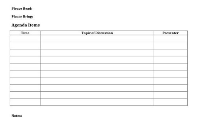 Meeting Agenda Template Microsoft Word With Blank Meeting Agenda Template