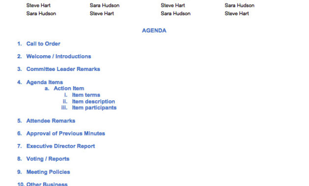 Meeting Agendas Template Business Mentor With Free Class Reunion Agenda Template