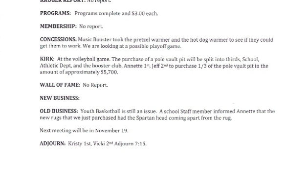 Meeting Minutes / Attendance Pleasant Athletic Booster Club In Booster Club Meeting Agenda Template
