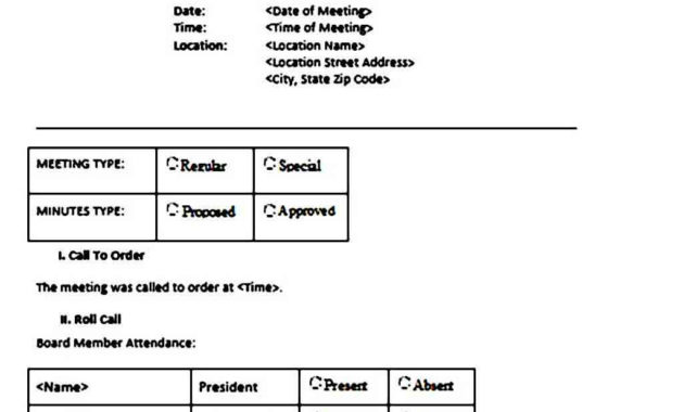 Meeting Minutes Template Sample Mous Syusa Within Committee Meeting Minutes Template