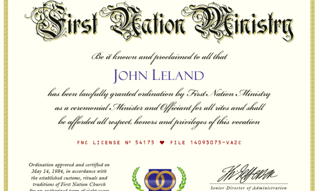 Minister Ordination Certificate Pdf Copy Only Pertaining To Ordination Certificate Templates
