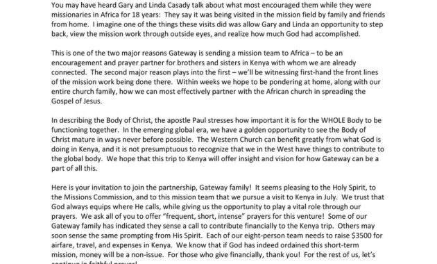 Ministry Support Letter Template Examples Regarding Ministry Proposal Template