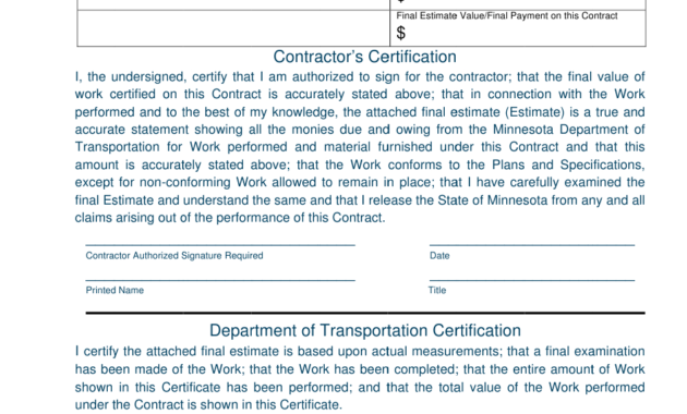 Minnesota Certificate Of Final Acceptance Download With Regard To Awesome Certificate Of Acceptance Template