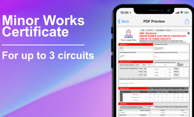 Minor Electrical Installation Works Certificate Template Throughout Electrical Minor Works Certificate Template