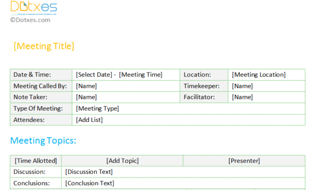 Minutes Of Meeting Template Standard Format Dotxes Within Standard Minutes Of Meeting Template