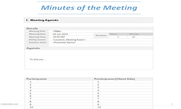 Minutes Of Meeting Word Template With Regard To Meeting Minutes Template Microsoft Word