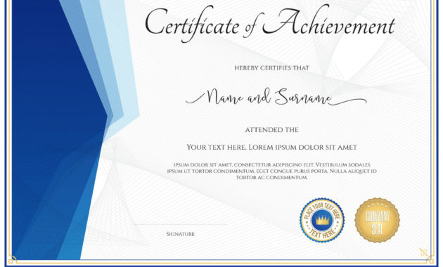Modern Certificate Template For Achievement Vector Image With Regard To Quality Free Printable Certificate Of Achievement Template