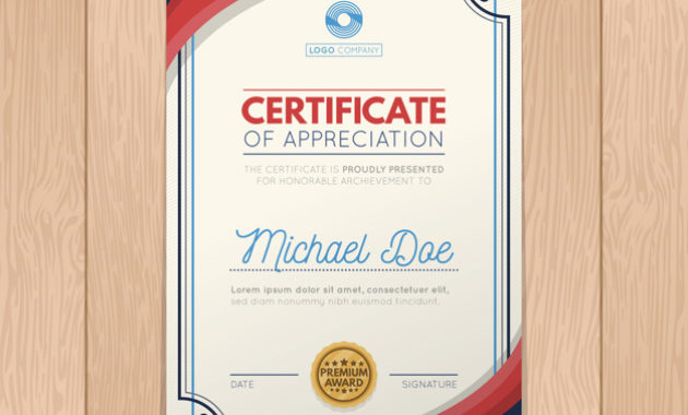 Modern Certificate Template With Flat Design Free Vector Inside Amazing Design A Certificate Template