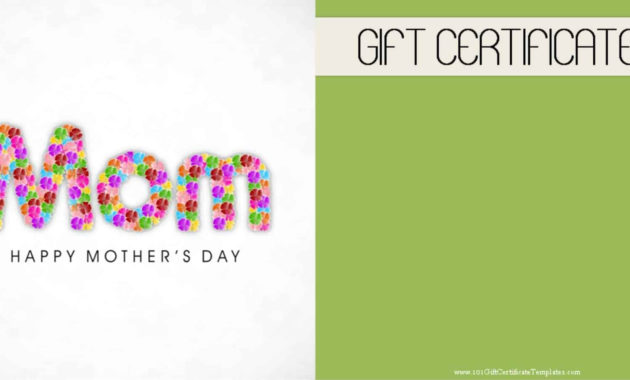 Mother'S Day Gift Certificate Templates Inside Mothers Day Gift Certificate Template