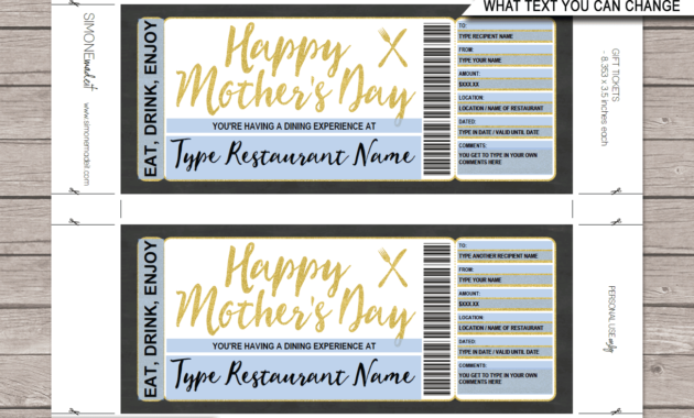 Mother'S Day Restaurant Gift Certificate Template For Mothers Day Gift Certificate Template