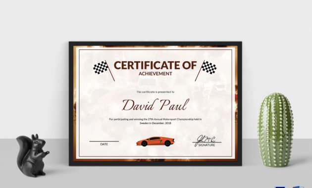 Motorsport Champion Certificate Design Template In Psd Word In Sports Award Certificate Template Word