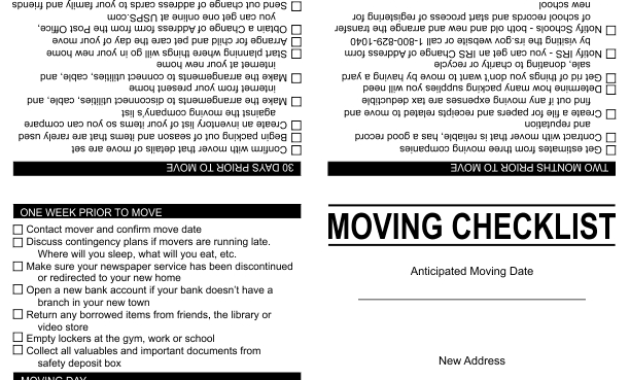 Moving Checklist Pertaining To Moving Company Business Plan Template