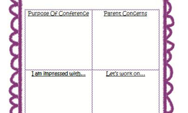 Mrs Bumgardner'S Kindergarten Parent Teacher Conference Form In Mom Meeting Template