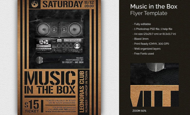 Music In The Box Flyer Template Free Posters Design For Pertaining To Best Hip Hop Certificate Template 6 Explosive Ideas
