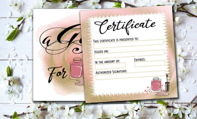 Nail Artist Gift Certificate Template Printable Gift Etsy Pertaining To Nail Gift Certificate Template Free