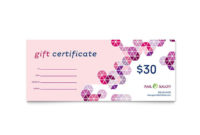 Nail Salon Gift Certificate Template Design Within Gift Certificate Template In Word 10 Designs