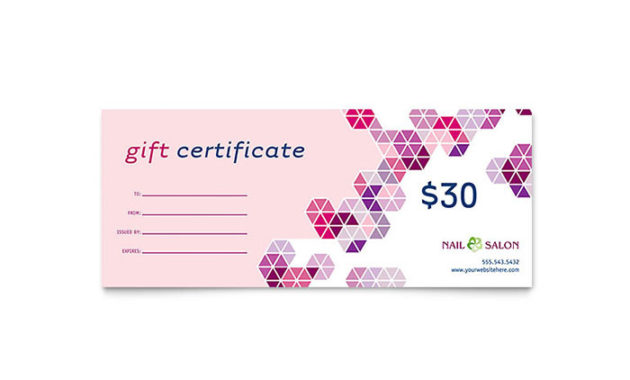 Nail Salon Gift Certificate Template Design Within Gift Certificate Template In Word 10 Designs
