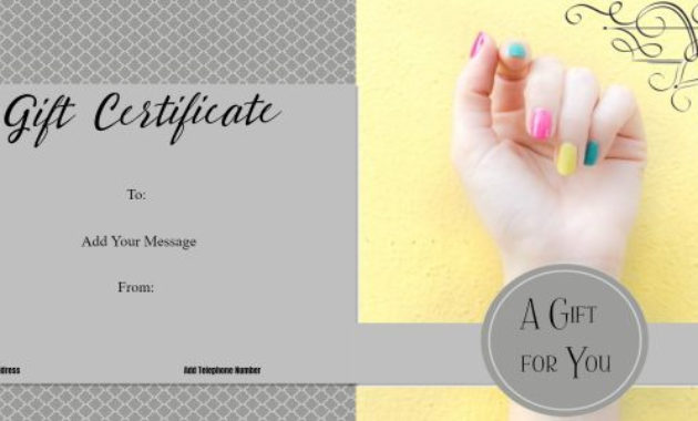 Nail Salon Gift Certificates Free Nail Salon Gift Throughout Free Printable Manicure Gift Certificate Template