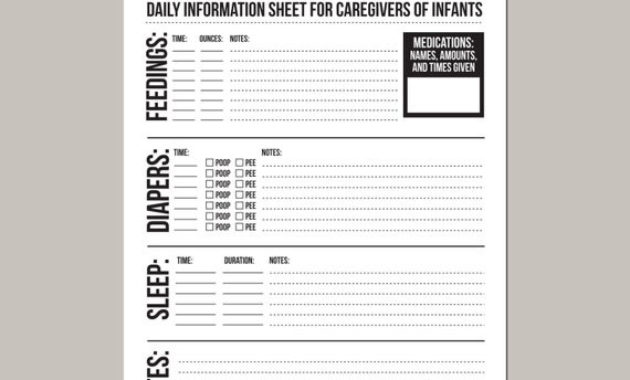 Nanny Report Daily Information Sheet For Caregivers Of Throughout Printable Home Health Care Daily Log Template