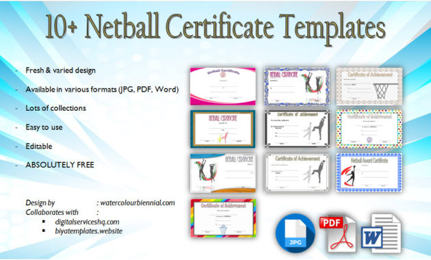 Netball Certificate Template 10 Best Designs Free Download Throughout Running Certificate Templates 10 Fun Sports Designs