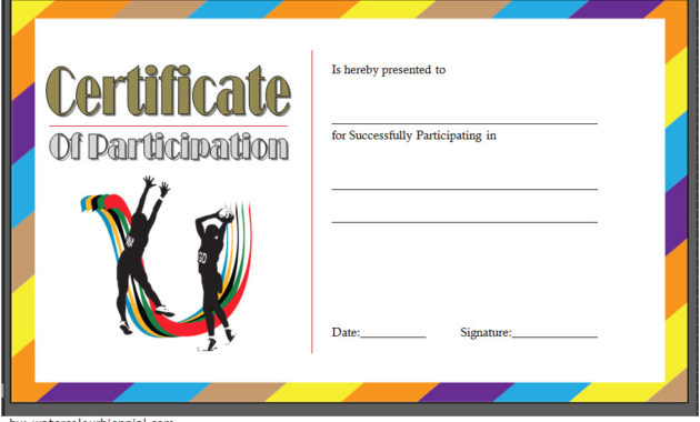 Netball Participation Certificate Templates 7 With Regard To Volleyball Participation Certificate