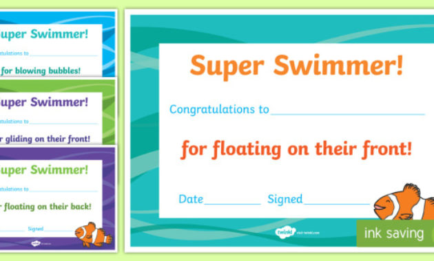 New Zealand Swimming Junior Achievement Certificates Intended For Swimming Achievement Certificate Free Printable