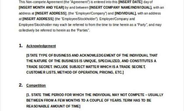 Non Compete Agreement 11 Free Word Pdf Documents Pertaining To Business Templates Noncompete Agreement