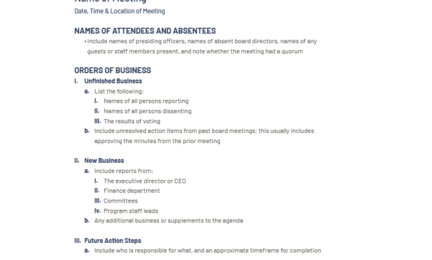 Non Profit Board Of Directors Meeting Agenda Template Inside Free Board Of Directors Meeting Agenda Template