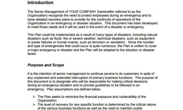 Non Profit Business Continuity Plan Template Williamson Pertaining To Business Continuity Plan Template Canada