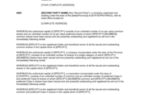 Offer To Purchase Shares Agreement Template Business For Business In A Box Templates