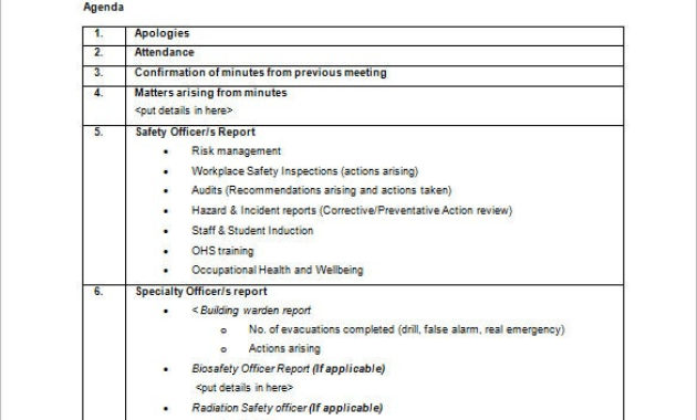 Ohs Meeting Minutes Template In Meeting Agenda Template Word 2010