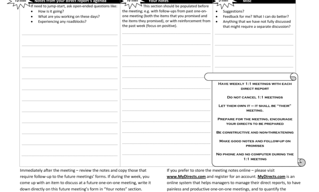 One On One Meeting Template Excel • Invitation Template Ideas With One One One Meeting Template