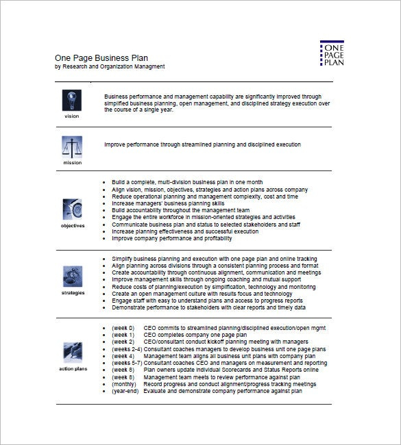 One Page Business Plan Template 12 Free Word Excelpdf Intended For Very Simple Business Plan Template