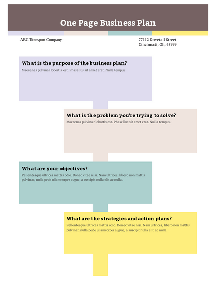 One Page Business Plan Template Pdf Templates Jotform Within Moving Company Business Plan Template