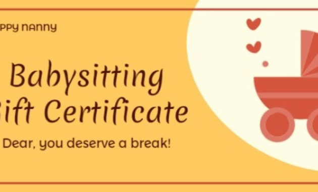 Online Babysitting Gift Certificate Template Fotor Regarding Free Babysitting Certificate Template 8 Ideas