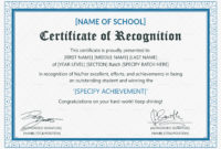 Outstanding Student Recognition Certificate Design Regarding In Appreciation Certificate Templates